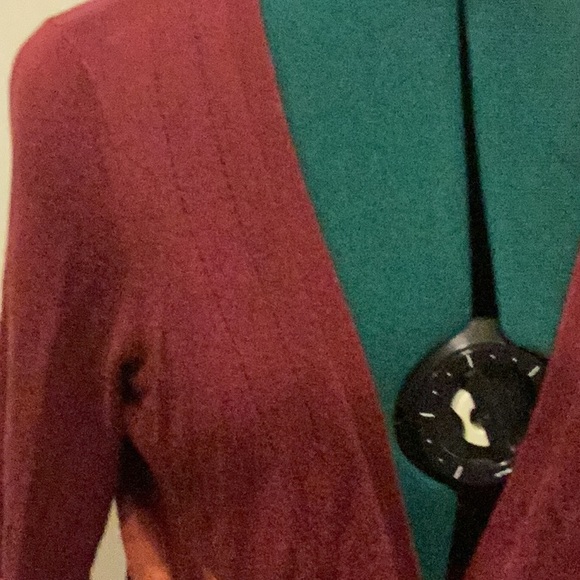 Simply Vera Vera Wang Med, lightweight button-up cardigan long sleeves Maroon - Picture 2 of 6